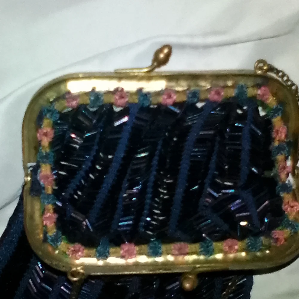 Source Unknown Black and Gold Fringe Clutch